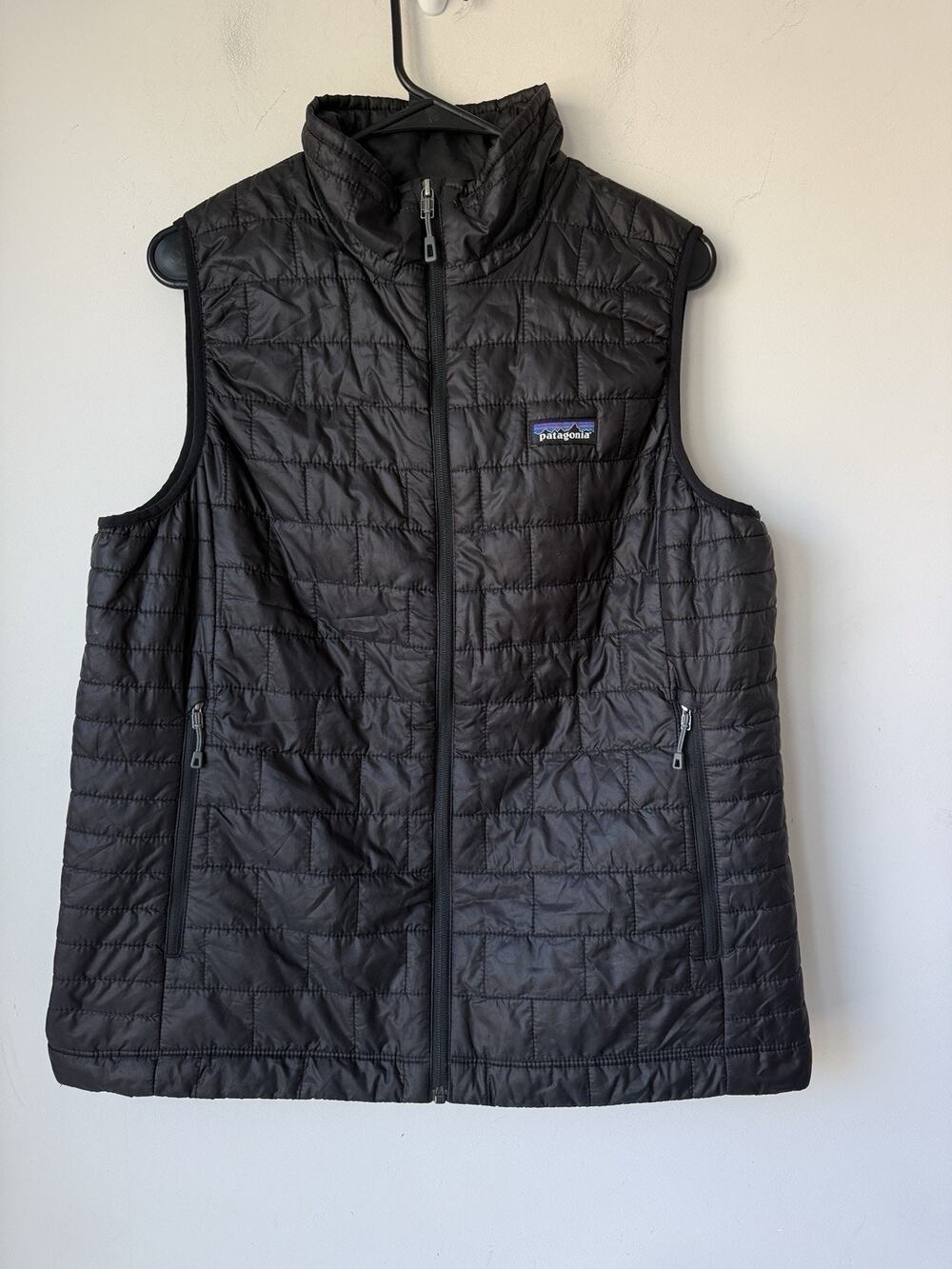 Patagonia Nano Puff Jacket Vest Womens XL Black Puffer Vest Incyte Company Logo